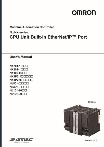 پرونده:Controller NJ NX-series CPU Unit Built-in EtherNet IP Port User Manual EN 202005 W506I-E3-23-cover.jpg